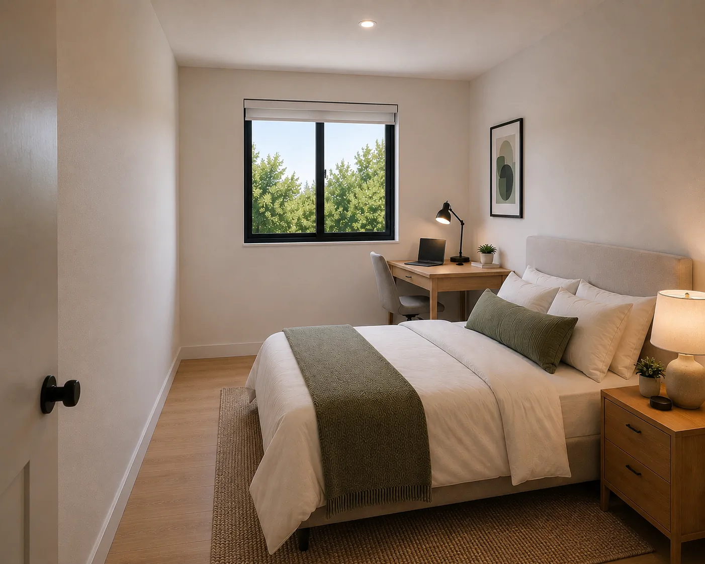 Flexible second bedroom and office rendering